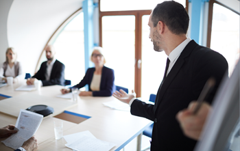 a man giving a presentation 