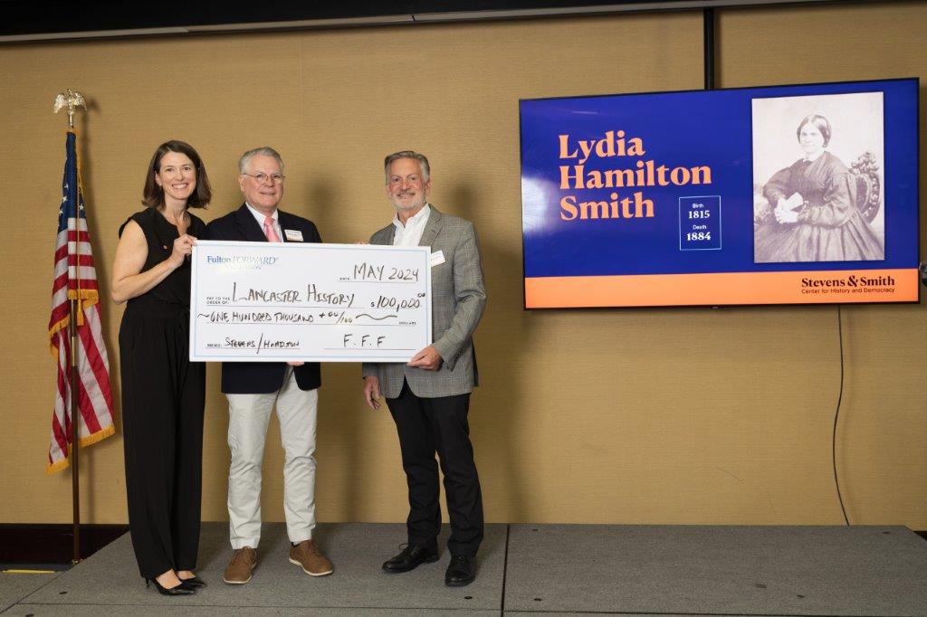 Representatives of Lancaster History receiving a grant check from Fulton Bank